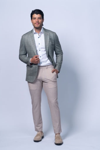 Oakdale Green Cotton Printed Stretch Knit