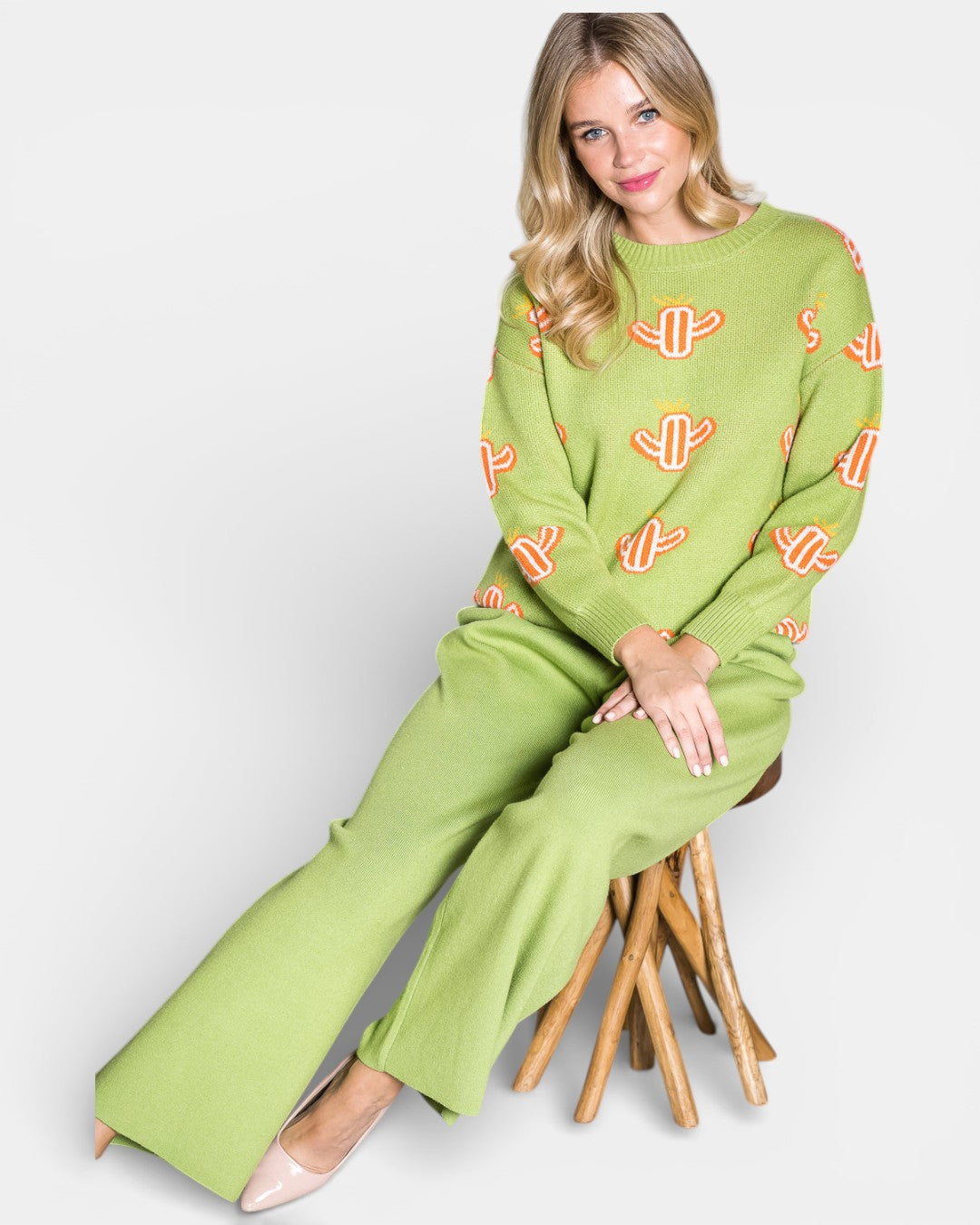 Shula Stretch Knitted Sweater 52045SW / Green / XS