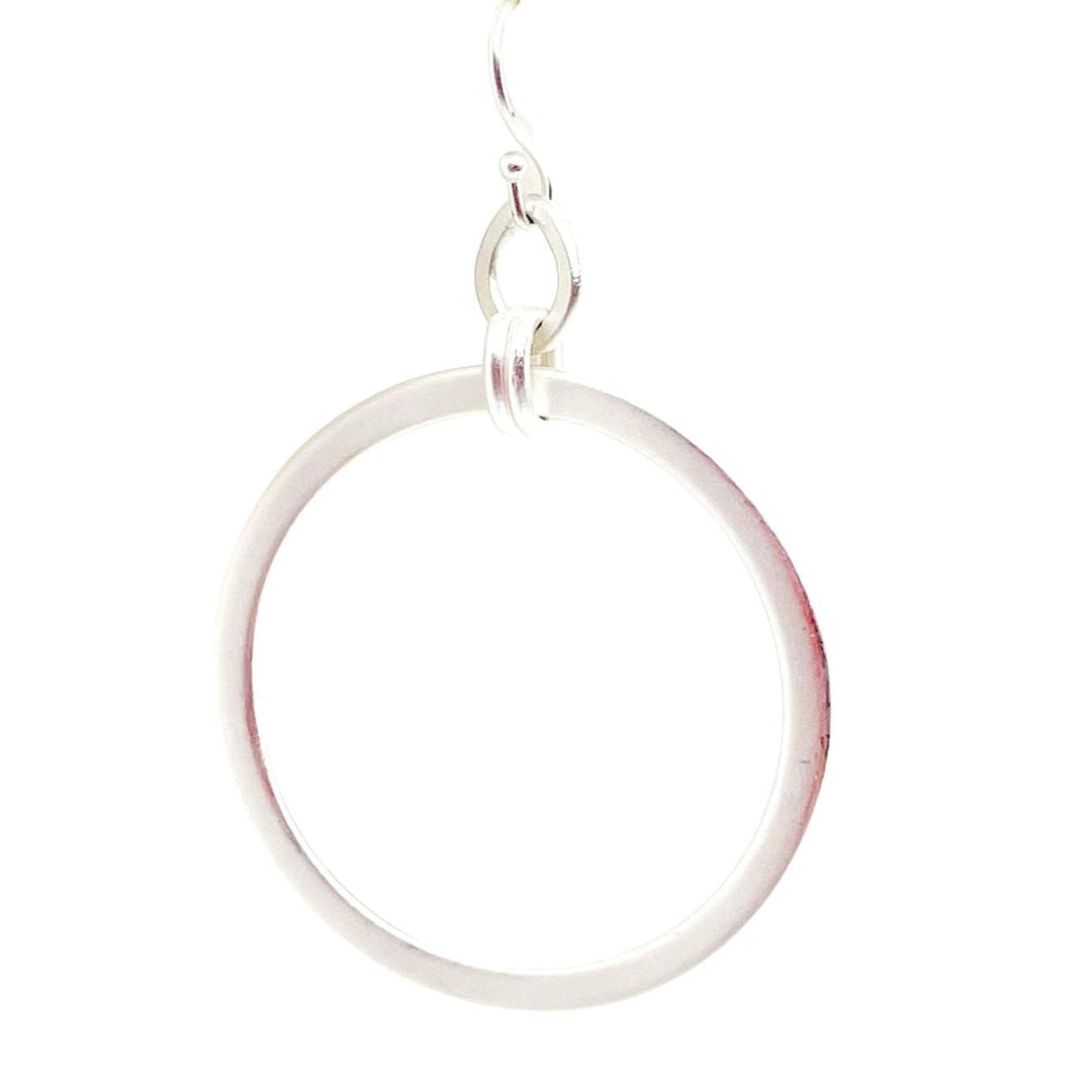 Matte Silver Flat Loop Hoop Earrings