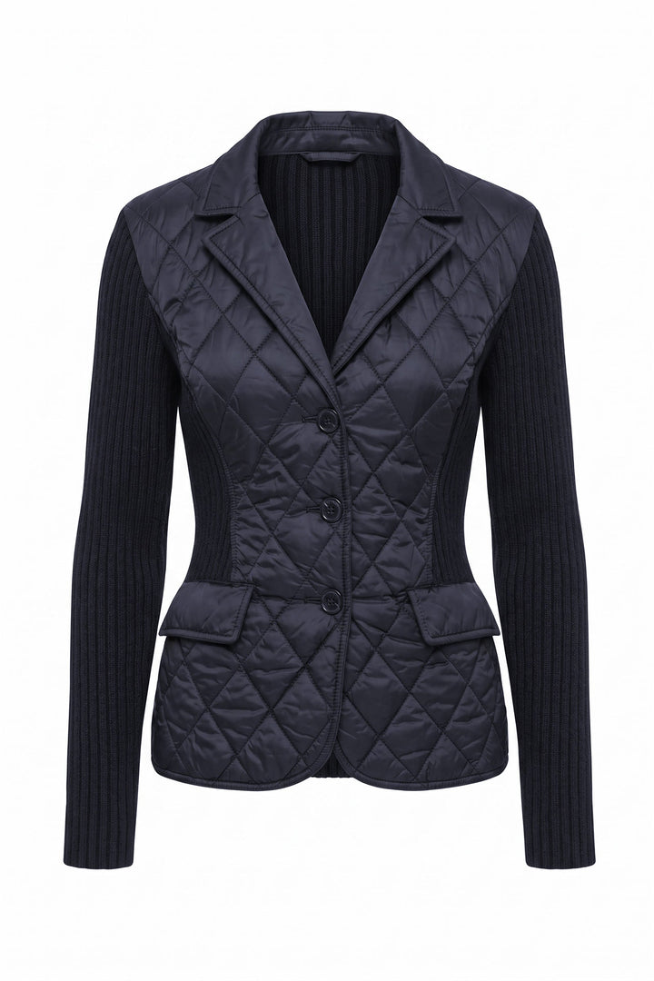 Sora Mixed Media Quilted Front 3-Button Blazer