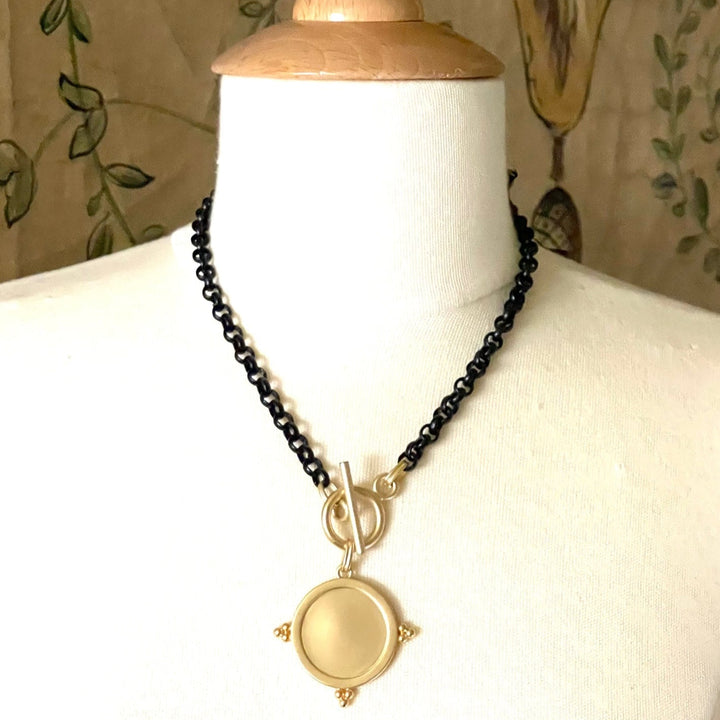 Starburst Pendant on Matte Black Chain Necklace