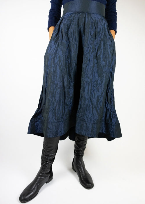 Taffeta Gored Full Skirt - Dark Blue