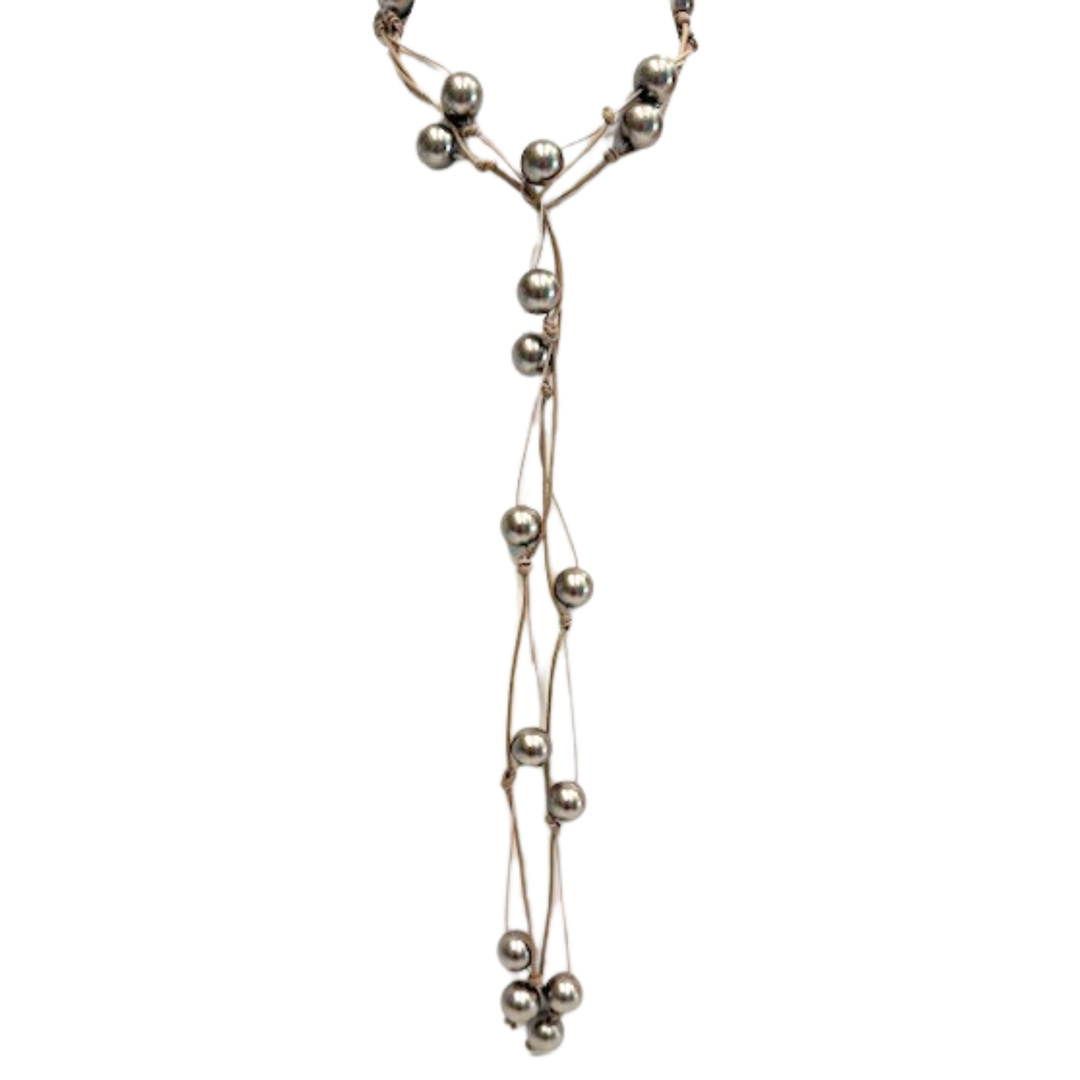 Taupe Pearl Floating Lariat