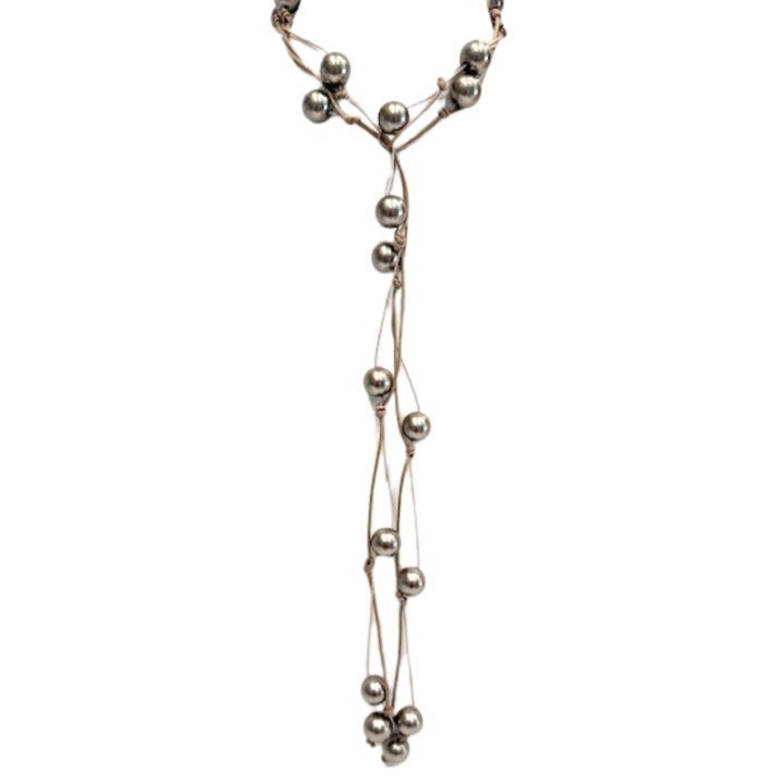 Taupe Pearl Floating Lariat