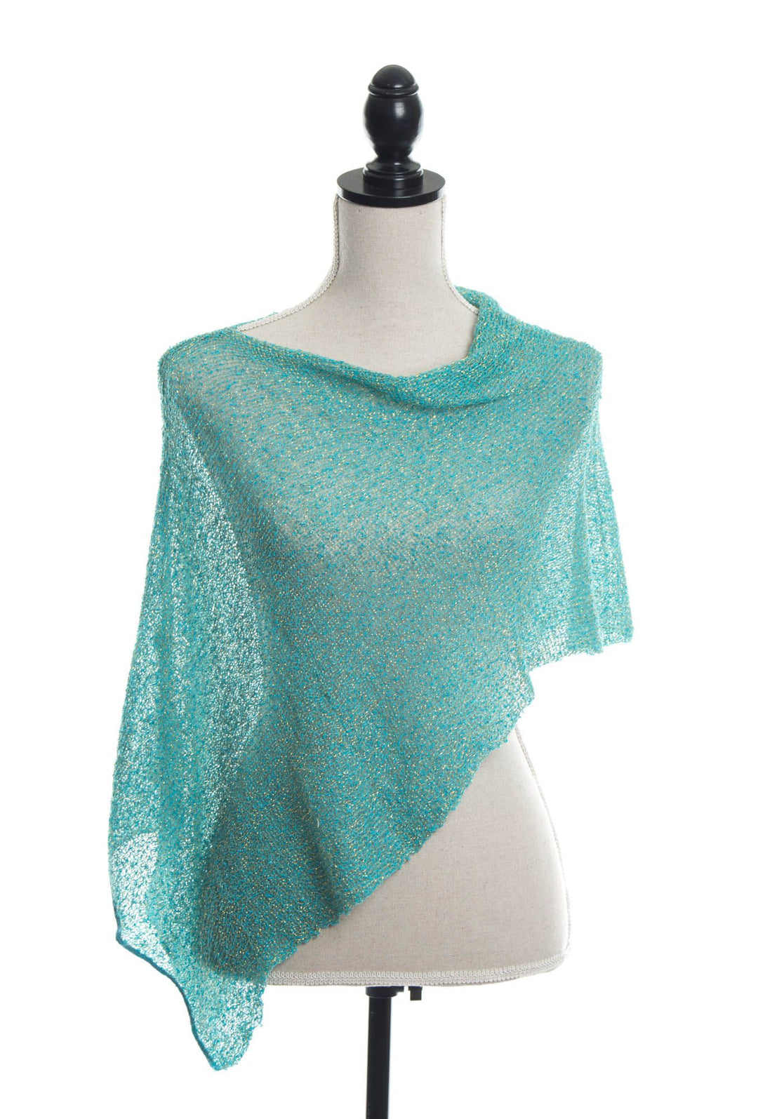 Tissue Knit Poncho - Turquoise
