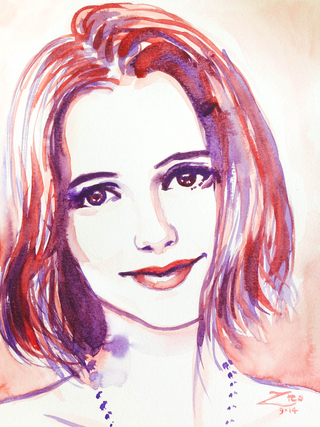 Smile Watercolor Portrait