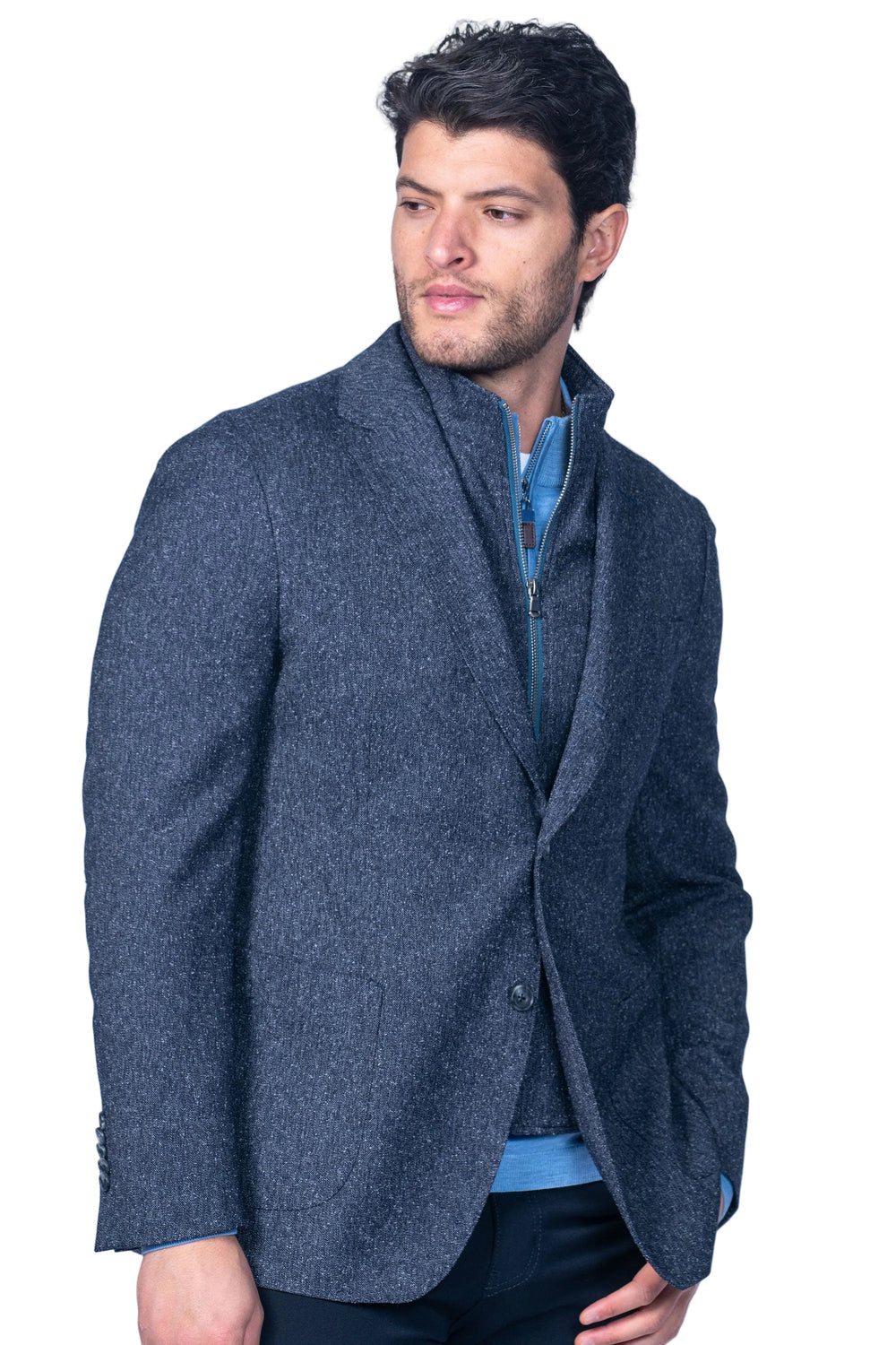 Fraser Navy Donegal Stretch Hybrid Sport Coat - alternate view