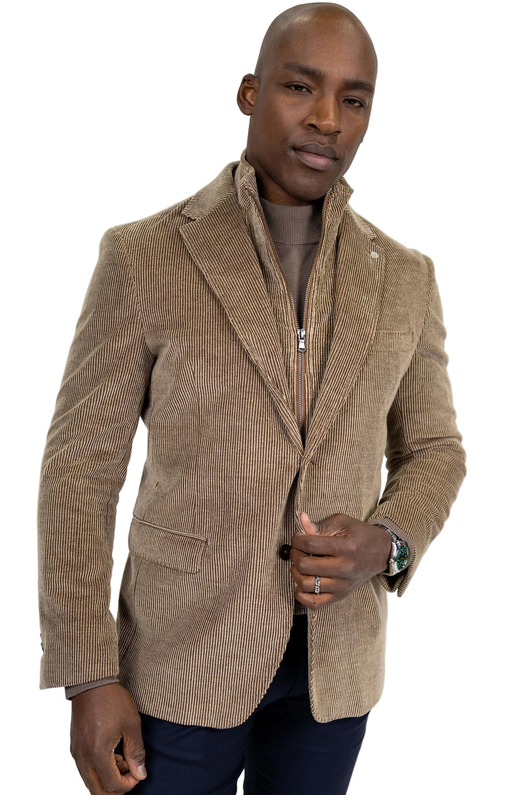 Lorenzo Cocoa Stretch Corduroy Hybrid Sport Coat - back