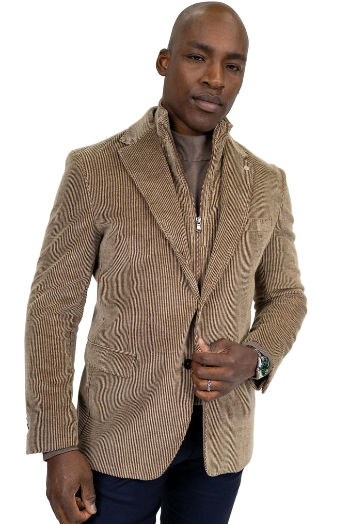 Lorenzo Cocoa Stretch Corduroy Hybrid Sport Coat - back
