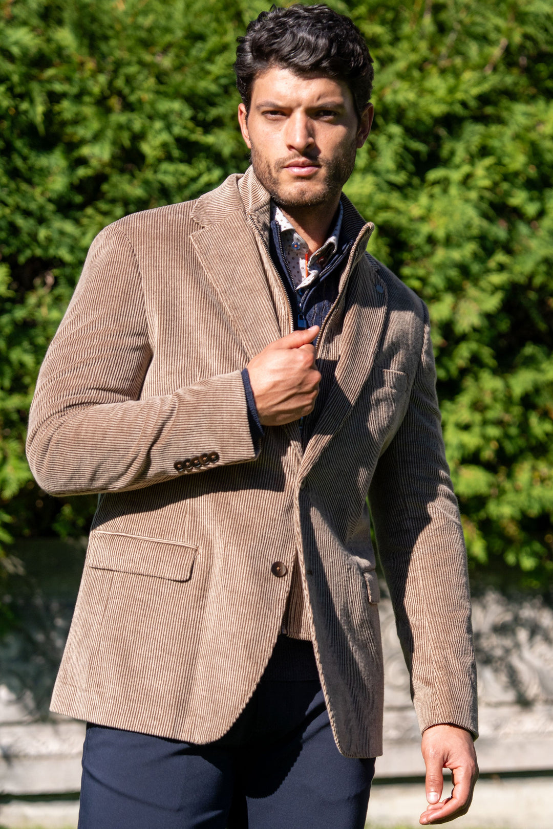 Lorenzo Cocoa Stretch Corduroy Hybrid Sport Coat - front