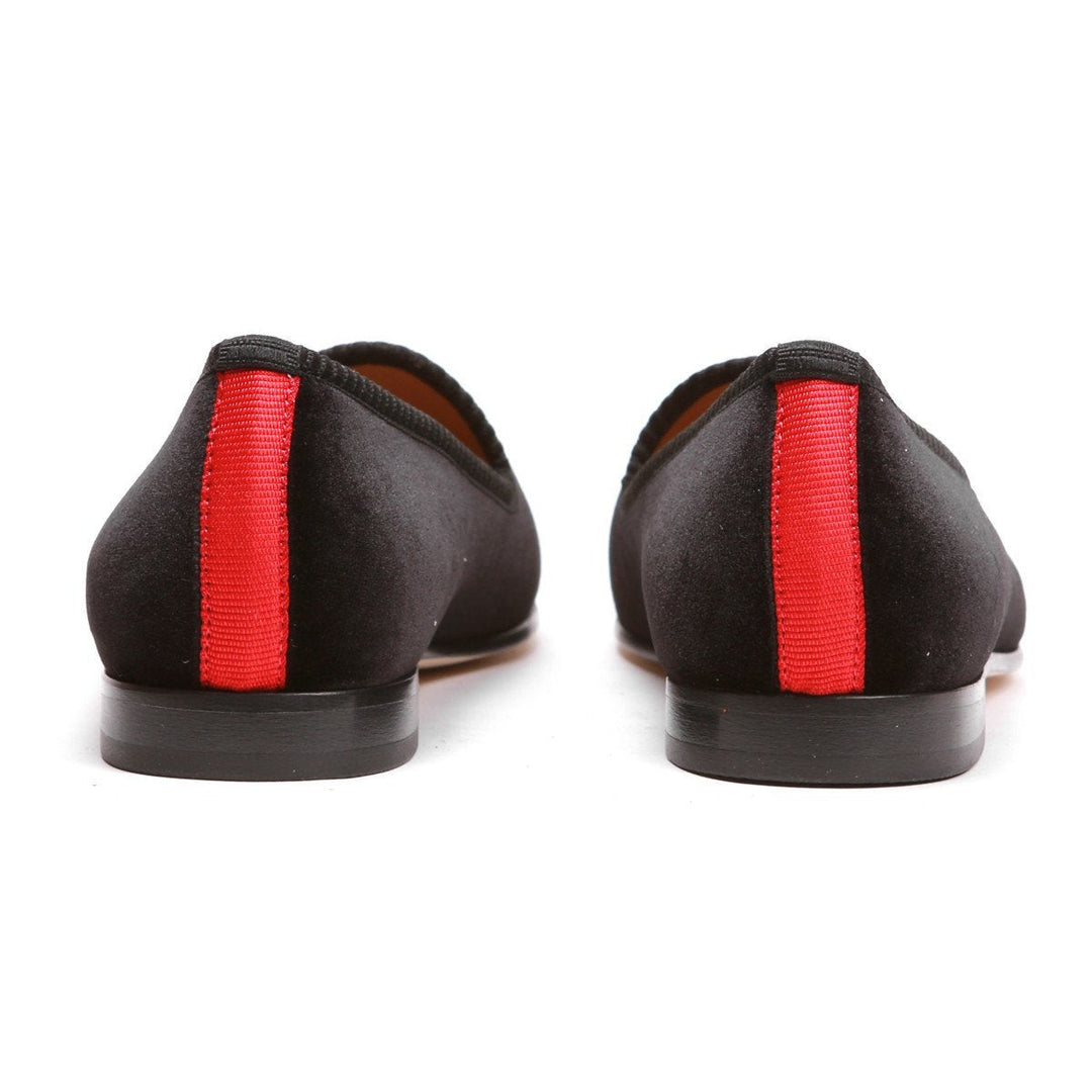 Women's Black Velvet Green Camo Skull Slipper