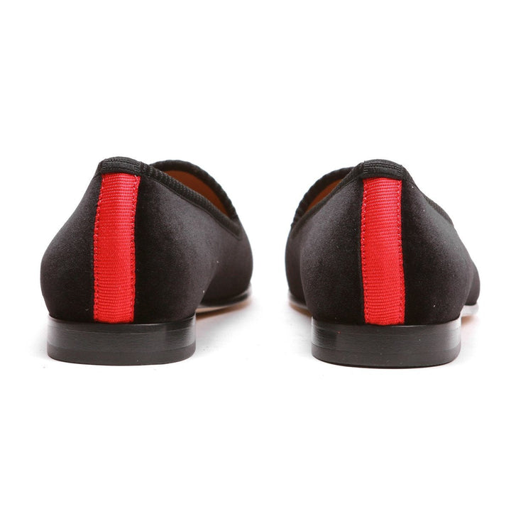 Women's Black Velvet Green Camo Skull Slipper