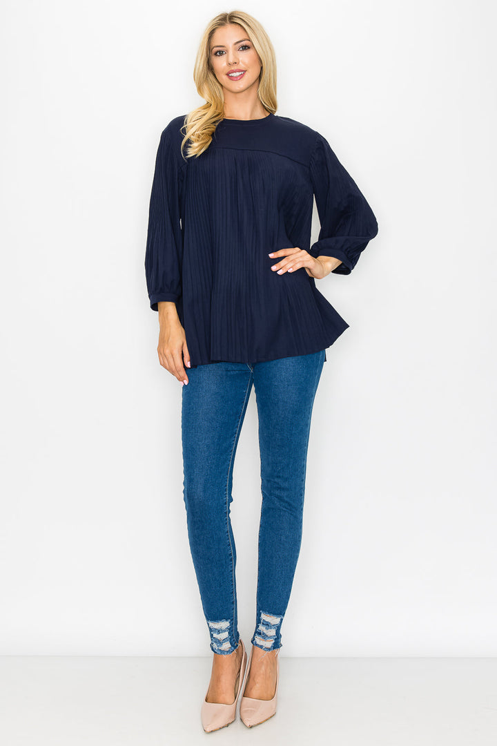 Raelynn Top with Chiffon Pleating