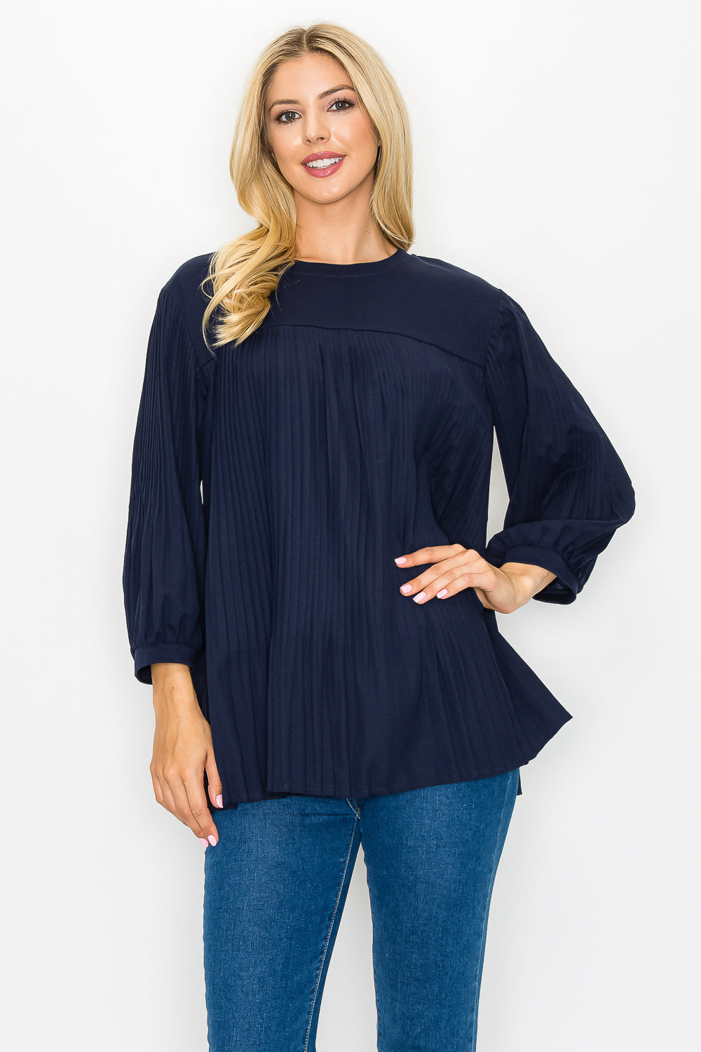 Raelynn Top with Chiffon Pleating