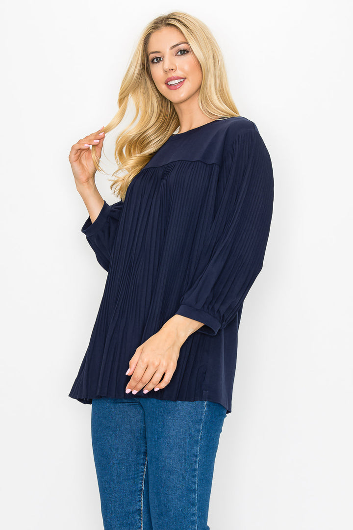 Raelynn Top with Chiffon Pleating