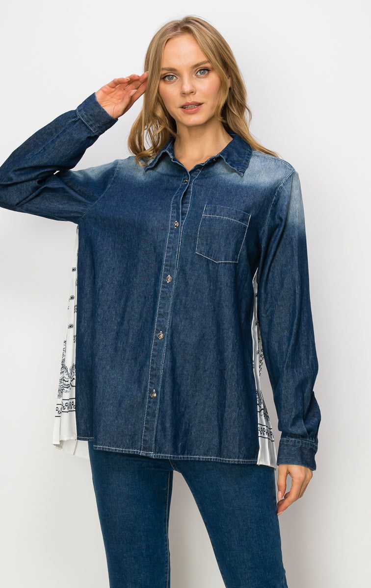 Dani Denim Shirt with Novelty Back Pleating