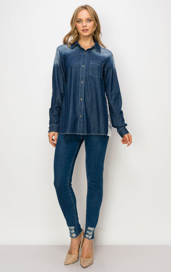 Dani Denim Shirt with Novelty Back Pleating