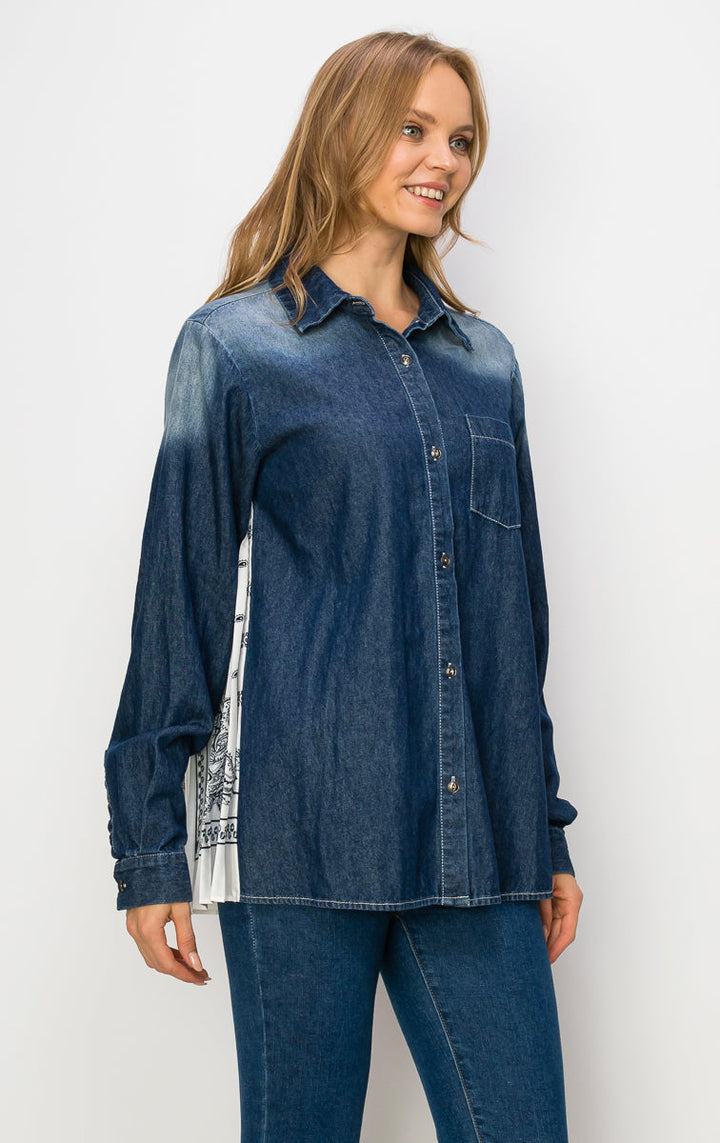 Dani Denim Shirt with Novelty Back Pleating