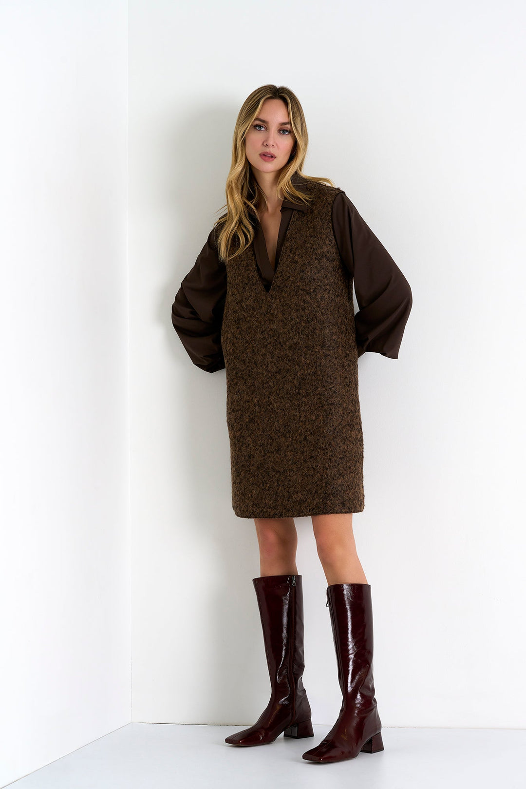 52274-77-770 - Dress 2 / 770 Chocolate / 37% WOOL 25% MOHAIR WOOL 25% ALPACA