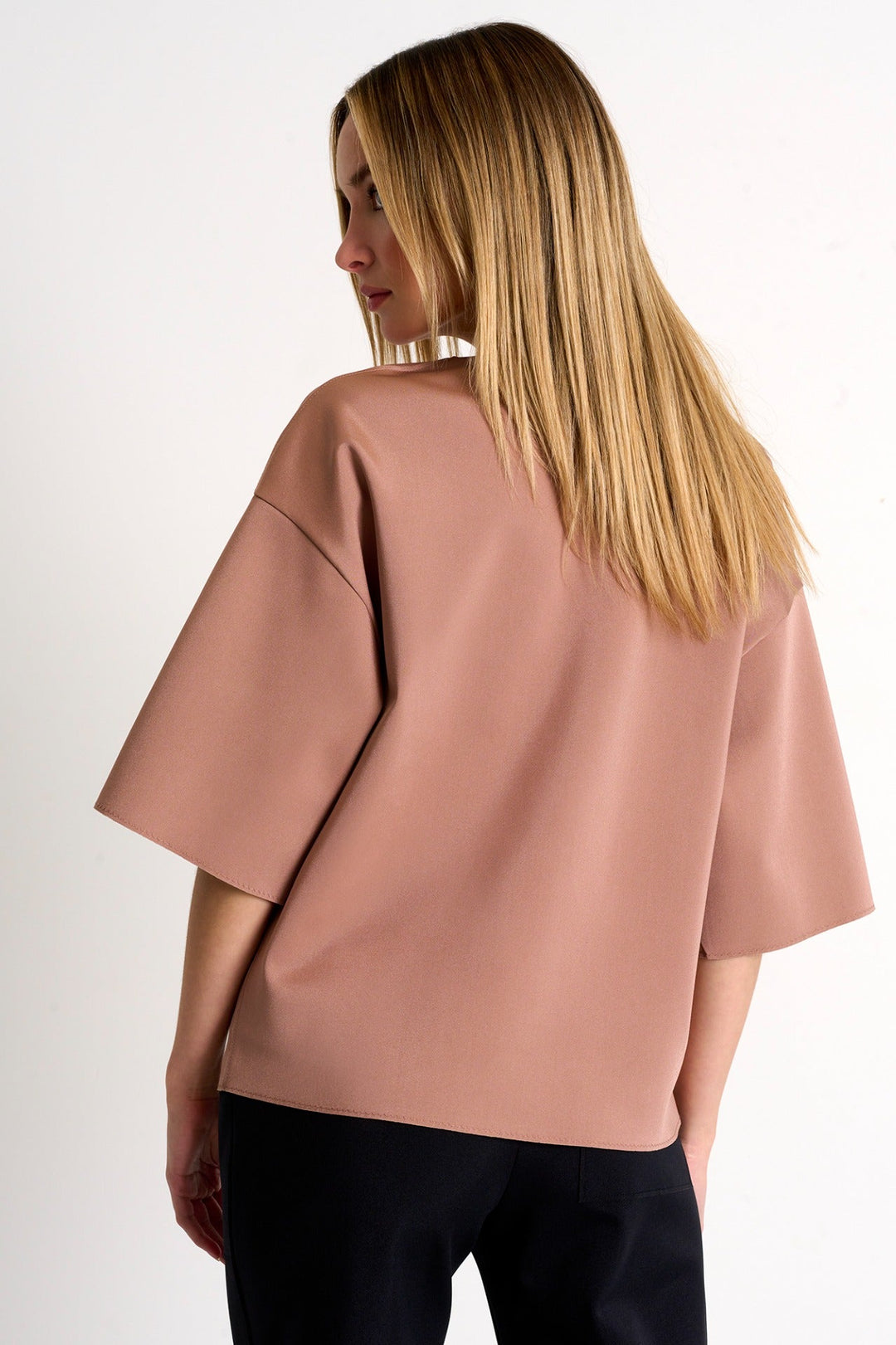 Lapel Collar Top - 52326-61-701 02 / 701 Desert Pink & Caviar / 75% POLYAMIDE, 25% ELASTANE