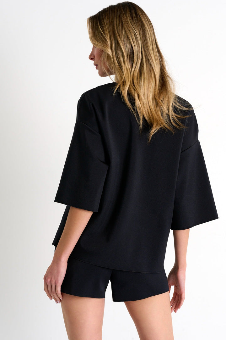 Lapel Collar Top - 52326-61-820 02 / 820 Caviar & Champagne / 75% POLYAMIDE, 25% ELASTANE