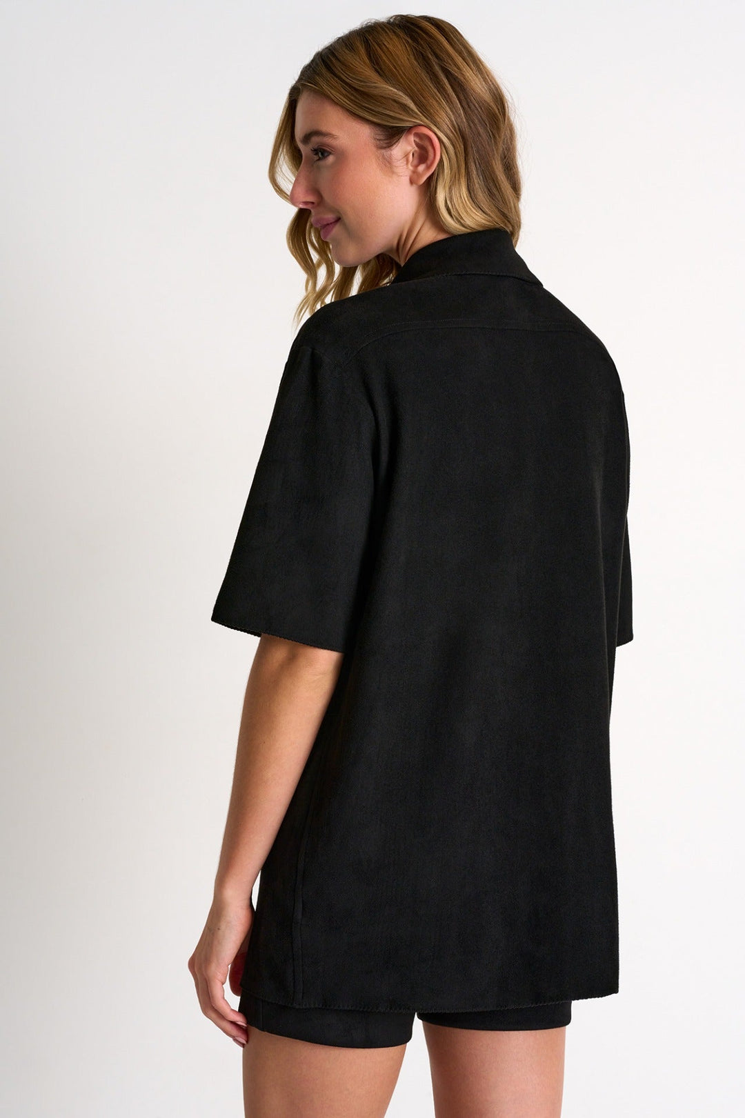 Vegan Suede Blouse - 52340-82-800 02 / 800 Caviar / 90% POLYESTER, 10% ELASTANE