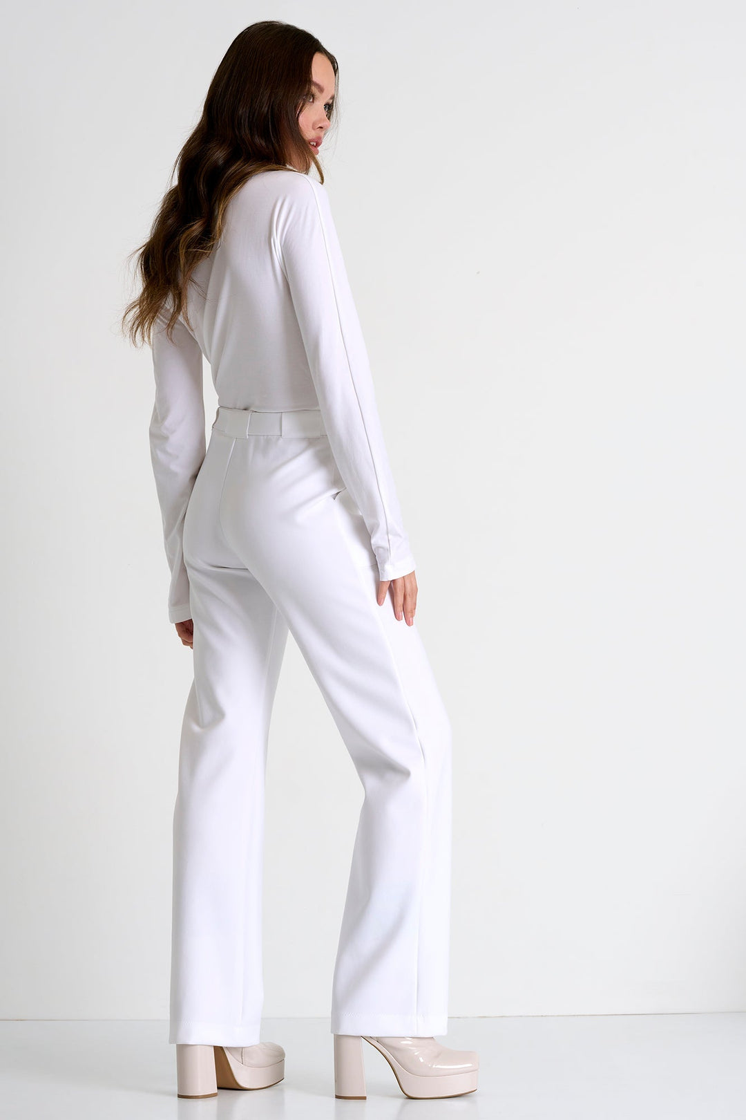 Elegant Belted Pants - 52367-52-000 02 / 000 White / 75% POLYAMIDE, 25% ELASTANE