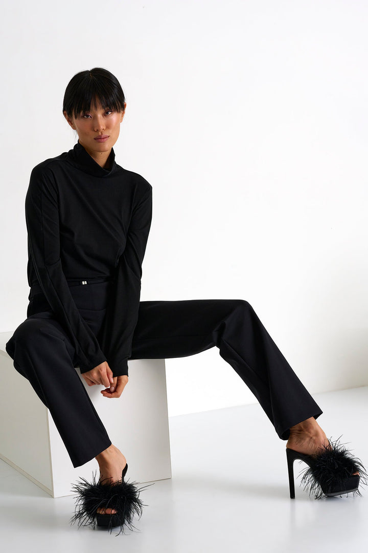 Elegant Belted Pants - 52367-52-800 02 / 800 Caviar / 75% POLYAMIDE, 25% ELASTANE