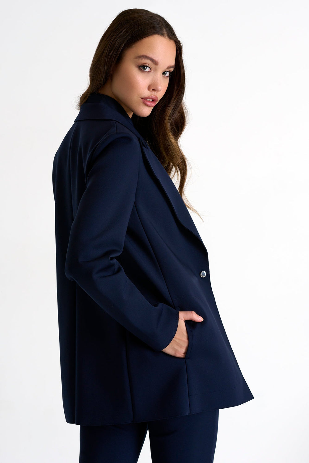 Classic Long Blazer - 52367-76-550 02 / 550 Navy / 75% POLYAMIDE, 25% ELASTANE