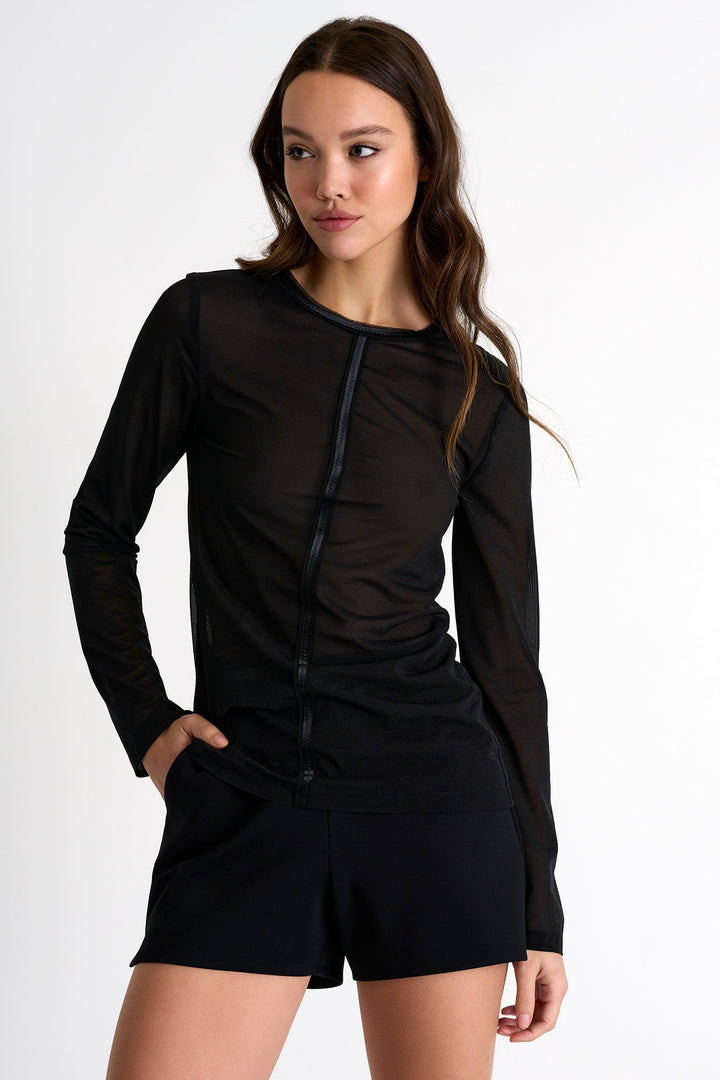 Long Sleeve Mesh Top - 52373-82-800 02 / 800 Caviar / 75% POLYAMIDE, 25% ELASTANE