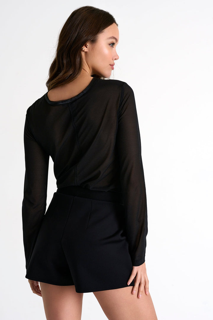 Long Sleeve Mesh Top - 52373-82-800 02 / 800 Caviar / 75% POLYAMIDE, 25% ELASTANE