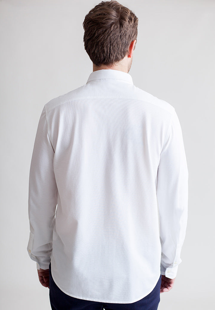 Classic White Long Sleeve Button Down Tech Shirt