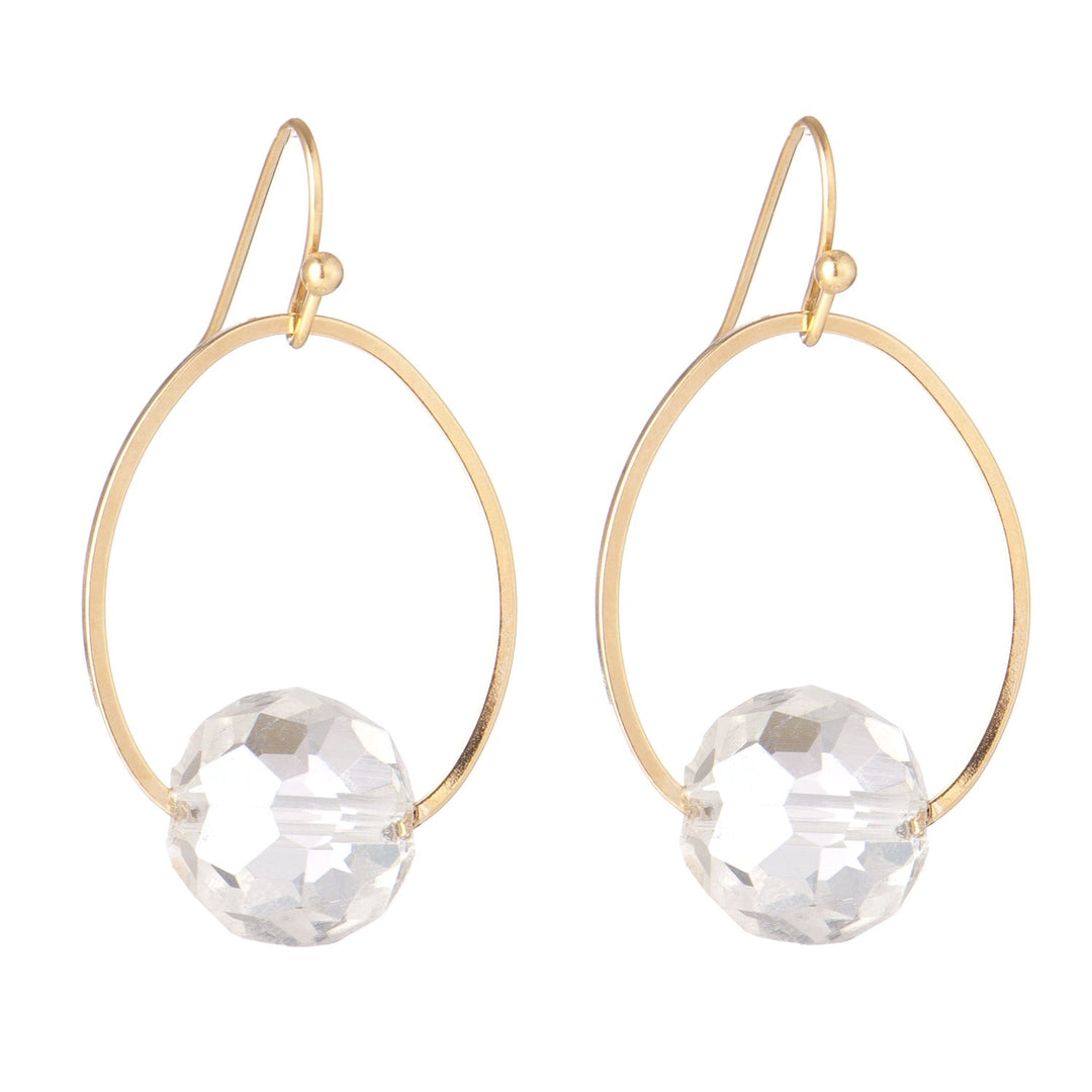Clear Crystal Inset Oval Earrings