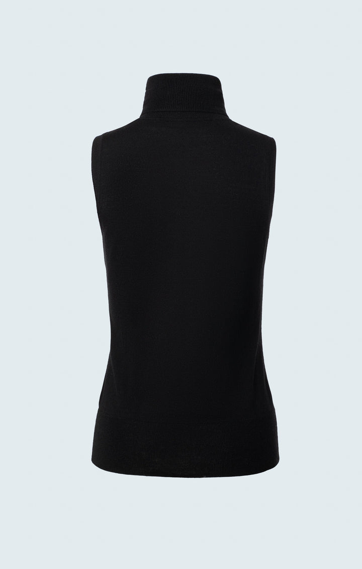 Merino blend sleeveless turtleneck