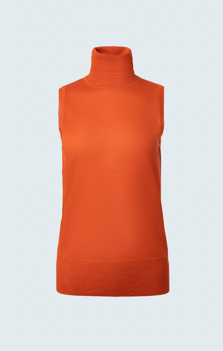 Merino blend sleeveless turtleneck