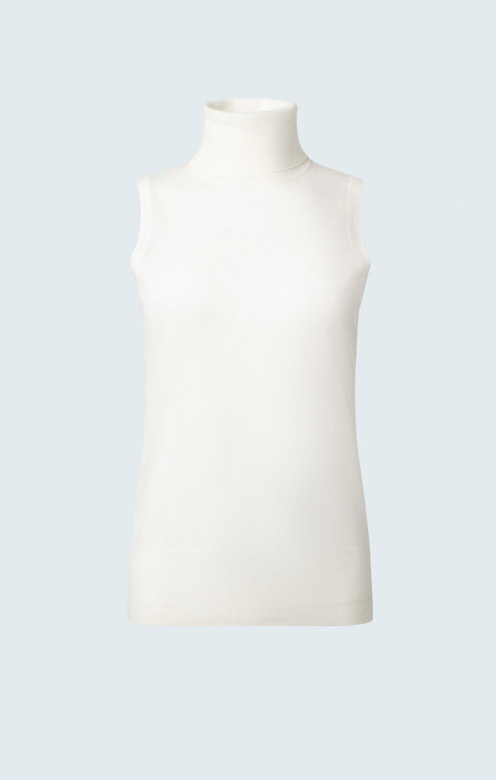 Merino blend sleeveless turtleneck