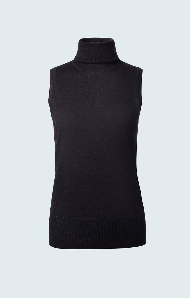 Merino blend sleeveless turtleneck