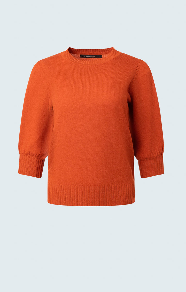 Sweater with gigot sleeve & mock neck