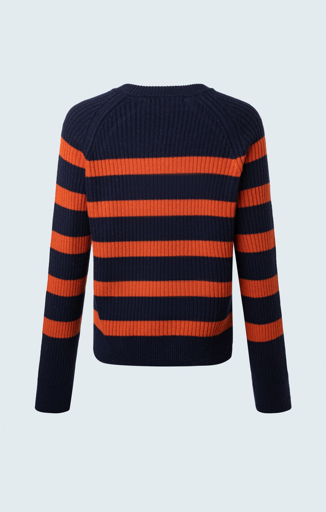 Boxy sailor stripe crew neck sweater with button detail