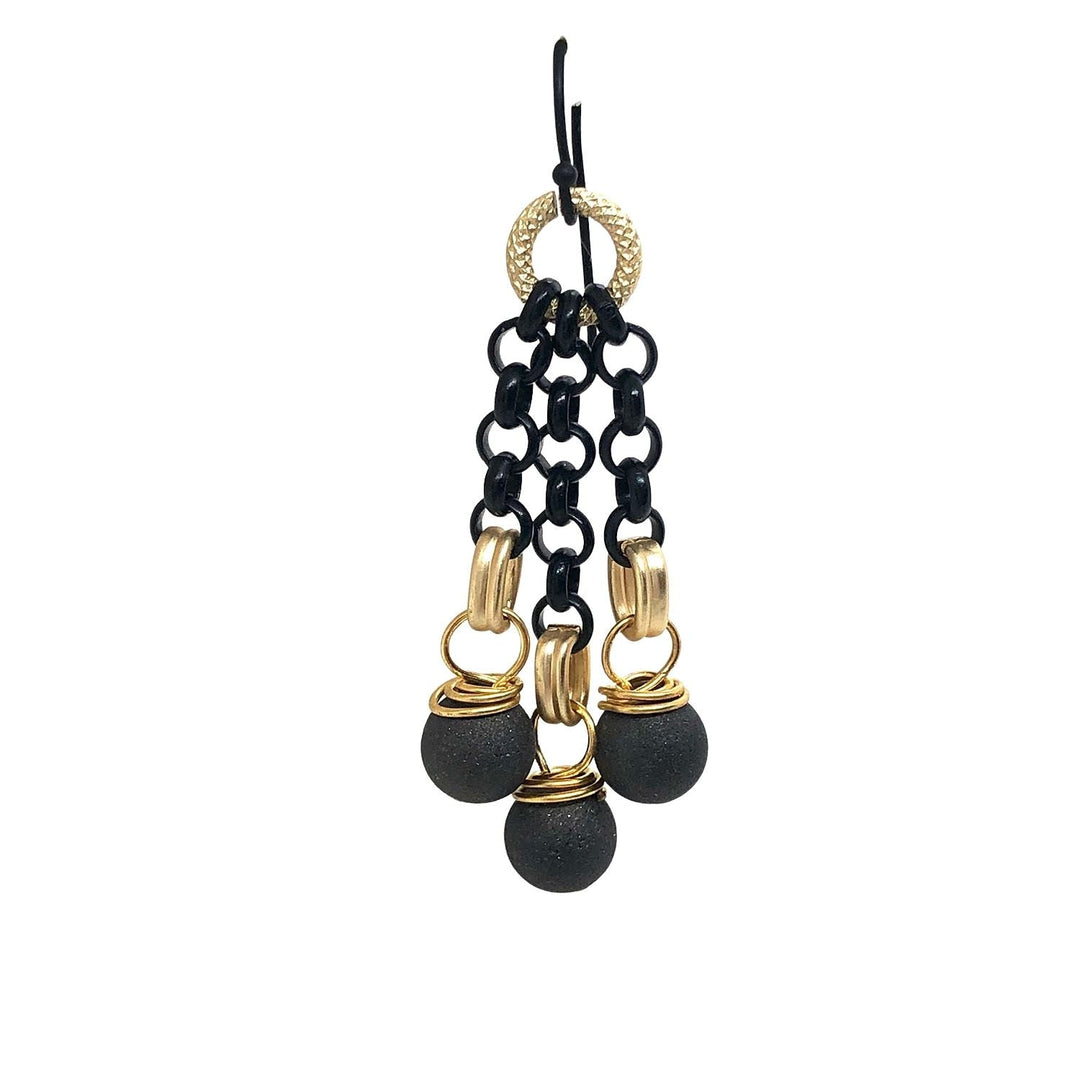 Black Druzy Agate Chain Earrings