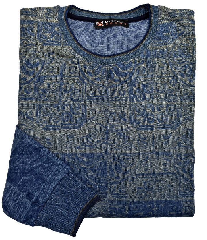 605 Geometric Cotton Stretch Sweater - Marcello Sport