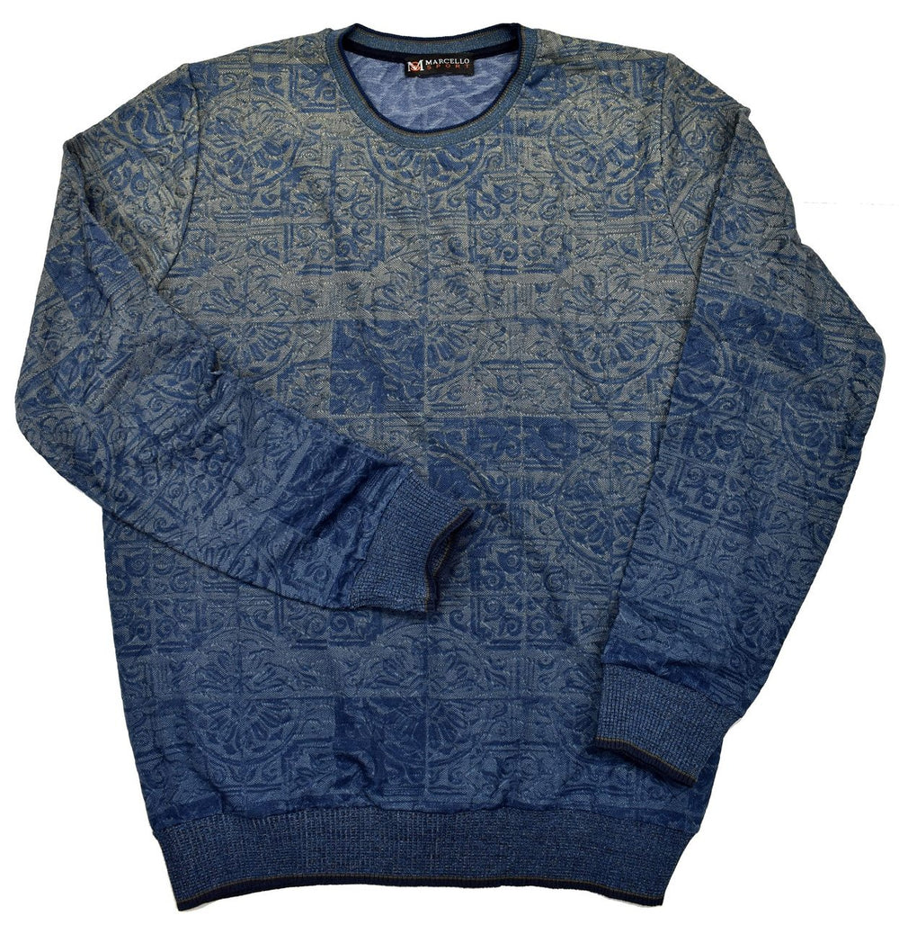 605 Geometric Cotton Stretch Sweater - Marcello Sport